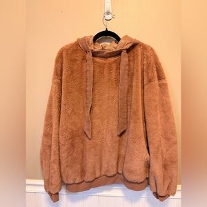 Easel Tan Fuzzy Hoodie Sweater